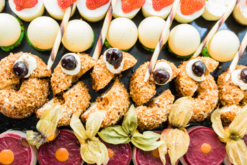 exhibition with a variety of cakes, desserts and chocolates