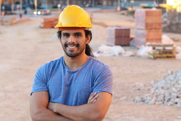Ethnic construction worker in site 