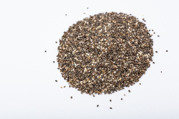 chia seeds on white background