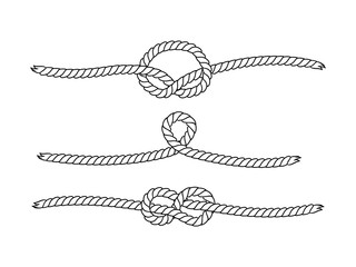 Black and white marine knots twine rope seamless pattern, vector - 245921787