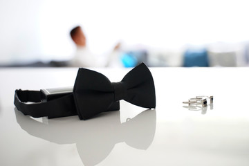 Black Bow and Cufflinks