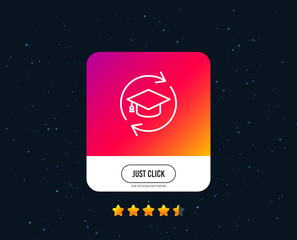 Continuing education line icon. Online education sign. Web or internet line icon design. Rating stars. Just click button. Vector