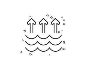 Evaporation line icon. Global warming sign. Waves symbol. Geometric shapes. Random cross elements. Linear Evaporation icon design. Vector