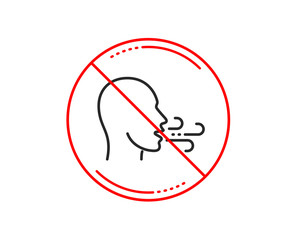 No or stop sign. Breathing line icon. Breath difficulties sign. Respiration problems symbol. Caution prohibited ban stop symbol. No  icon design.  Vector