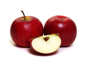 Apple with slice on a white background
