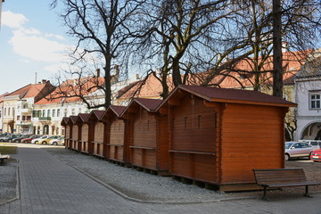 Small wooden houses in Bistrita, Romania, 2017