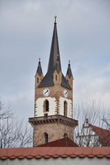 Fototapeta na wymiar Bistrita,Bistritz, Biserica Evanghelica, ,Evangelical Church Tower 