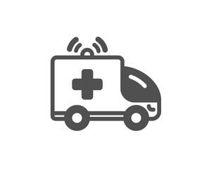 Ambulance car icon. Medical emergency transport sign. Quality design element. Classic style icon. Vector