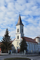 Fototapeta na wymiar Bistrita,ROMANIA ,Reformed Church in 2016