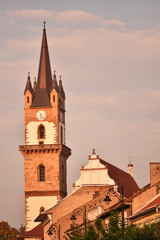 Fototapeta premium Bistrita,Bistritz, 2016,Biserica Evanghelica, ,Evangelical Church Tower 