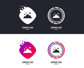 Logotype concept. Mountain icon. Mountaineering sport sign. Leadership motivation concept. Logo design. Colorful buttons with icons. Vector