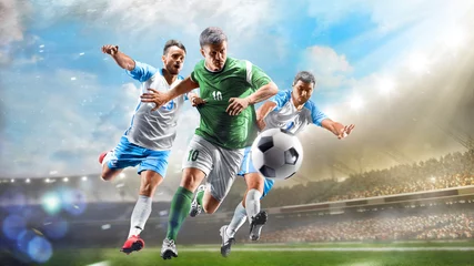 Fotobehang Soccer players in action on the day grand stadium background panorama © 103tnn