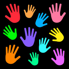 カラフルな手の跡