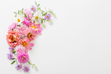 pink flowers on white background