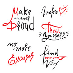 Set of inspire and motivational quotes. Hand drawn beautiful calligraphy signs. Print for inspirational poster, t-shirt, bag, cups, card, flyer, sticker, badge. Vector typography posters collection