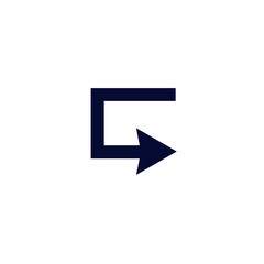 Flat design arrow vector icon for navigation and media player.