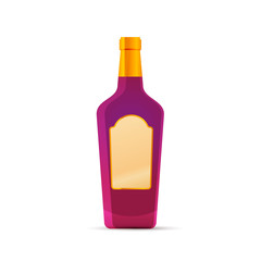 Bright glossy purple cocktail bottle on white