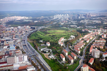 Naklejka premium City panorama from air in Istanbul, Turkey.
