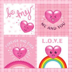 kawaii cute love lettering card pack