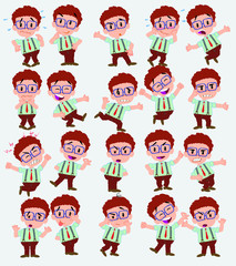 Cartoon character businessman in casual style. Set with different postures, attitudes and poses, doing different activities in isolated vector illustrations.