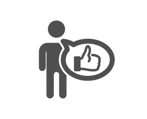 Like icon. Thumbs up sign. Positive feedback, social media symbol. Quality design element. Classic style icon. Vector