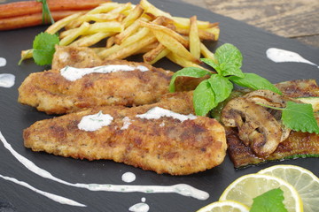  fried fish with vegetables