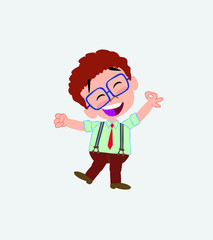 Businessman in casual style exulting in happiness