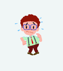 Businessman in casual style, scared. 