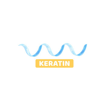 Keratin. Spiral Shape. Protein Structure. Blue Color. Logo, Emblem, Label Design. Vector Illustration, Eps10