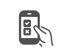 Mobile survey icon. Select answer sign. Business interview symbol. Quality design element. Classic style icon. Vector
