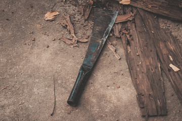 old tools on wooden background
