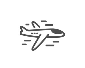 Airplane icon. Plane flight transport sign. Aircraft symbol. Quality design element. Classic style icon. Vector