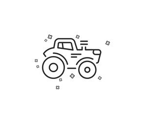 Tractor transport line icon. Agriculture farm vehicle sign. Geometric shapes. Random cross elements. Linear Tractor icon design. Vector