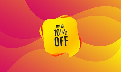 Up to 10% off Sale. Discount offer price sign. Special offer symbol. Save 10 percentages. Wave background. Abstract shopping banner. Template for design. Vector