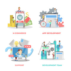 Fototapeta premium Set of app development web banner. Support