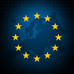 European union flag with map of europe
