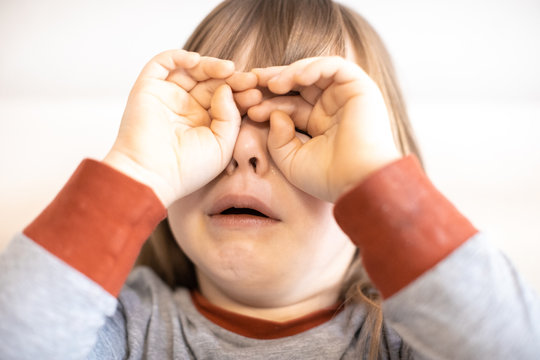 A little girl is crying