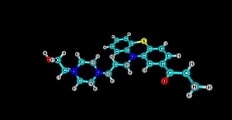 Carfenazine molecular structure isolated on black