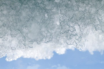 Frosted snow in a window