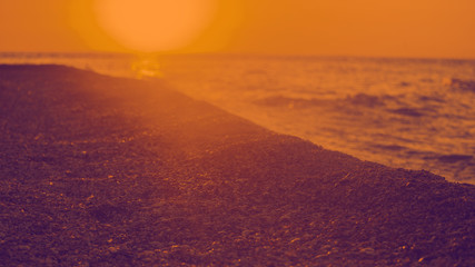 Sunrise or sunset over the sea with retro filter effect, summer concept .