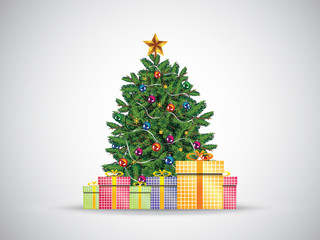 Christmas tree and gifts vector illustration