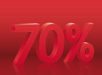 70% discount on red background. Poster to announce sales. 