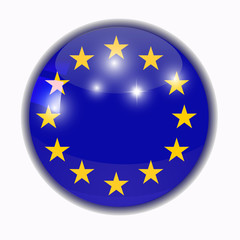 Happy Europe day background. Bright background with flag of Union European. Bright button with flag.