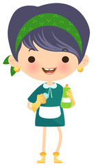 Cleaning Lady With Cleaning Tools