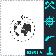 Around world icon flat