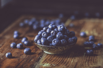 juicy and fresh blueberries on a beautiful background
