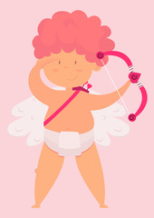 cupid with bow and arrow in hand. Valentine's Day,Vector image, cartoon character