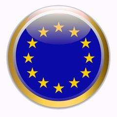 Happy Europe day background. Bright background with flag of Union European. Bright button with flag.