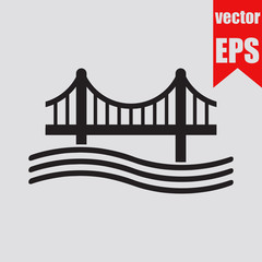 Bridge and water icon.Vector illustration.