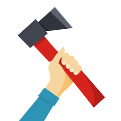 Hand holding an axe